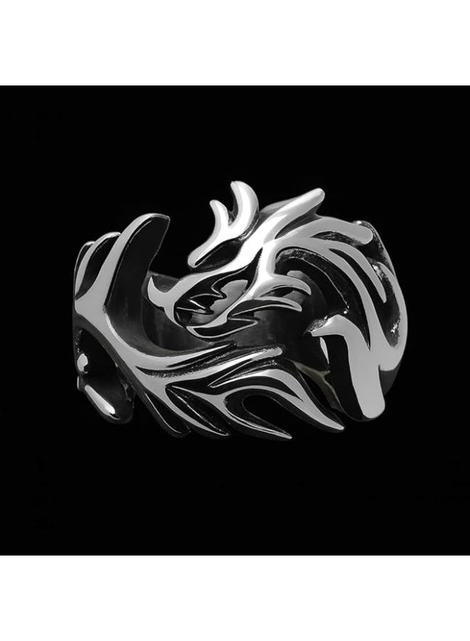 Luminous Glowing Moon Dragon Ring for Men – Adjustable Size Stainless Steel Noctilucent Ring Jewelry, Glow in The Dark Gothic Fantasy Accessories - Image 5